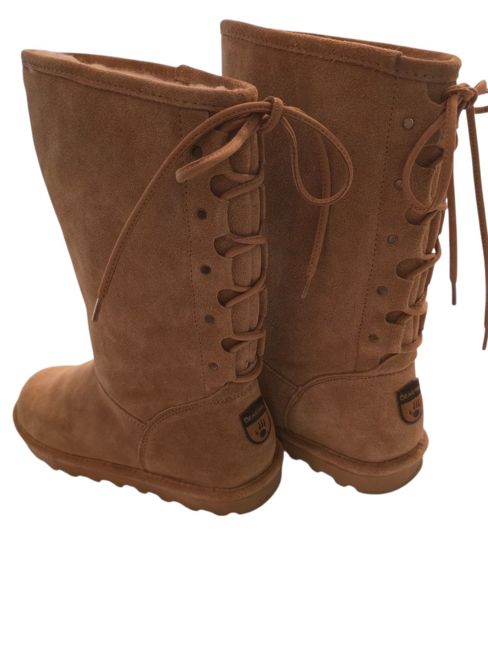 Bearpaw Women's Chestnut Suede Lace-Up Mid-Calf Boots